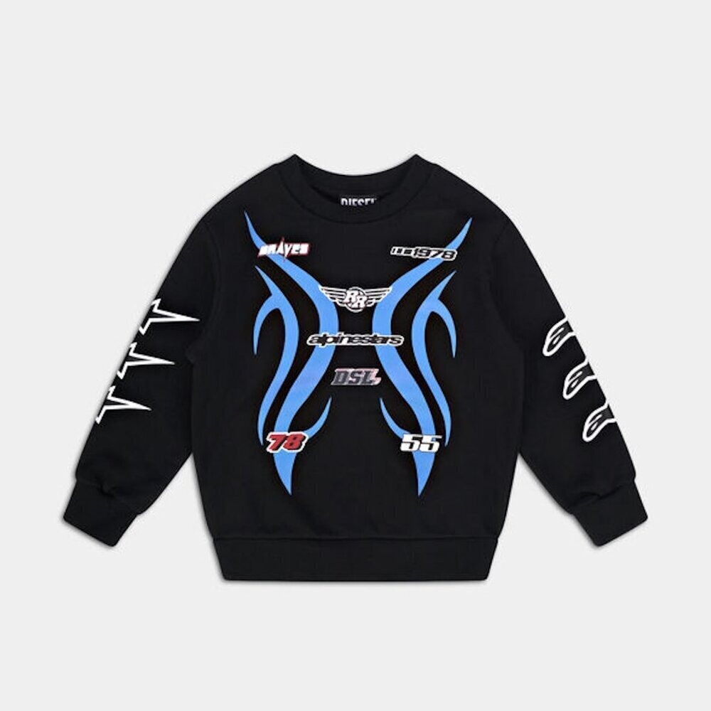 NWT New $125 Diesel ASTARS OVER Black Sweatshirt Size 4